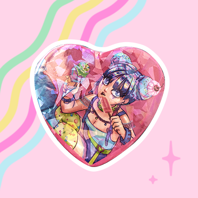Neon Heatwave Holographic Heart Shaped Button - 2.5 in - Image 3