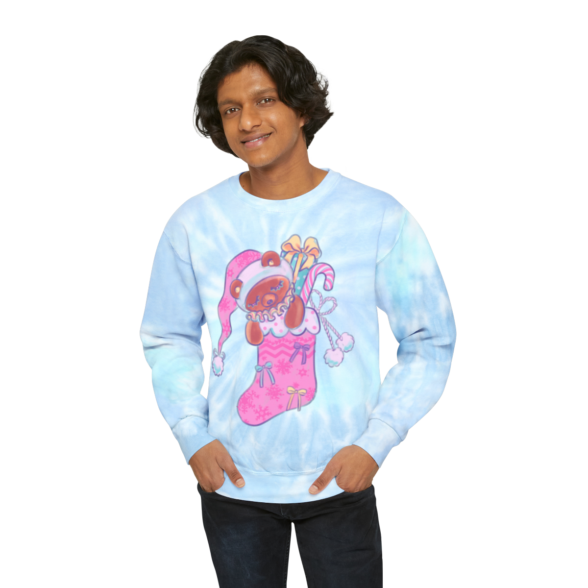 Sweet Yule Stocking Unisex Tie-Dye Sweatshirt - Image 5