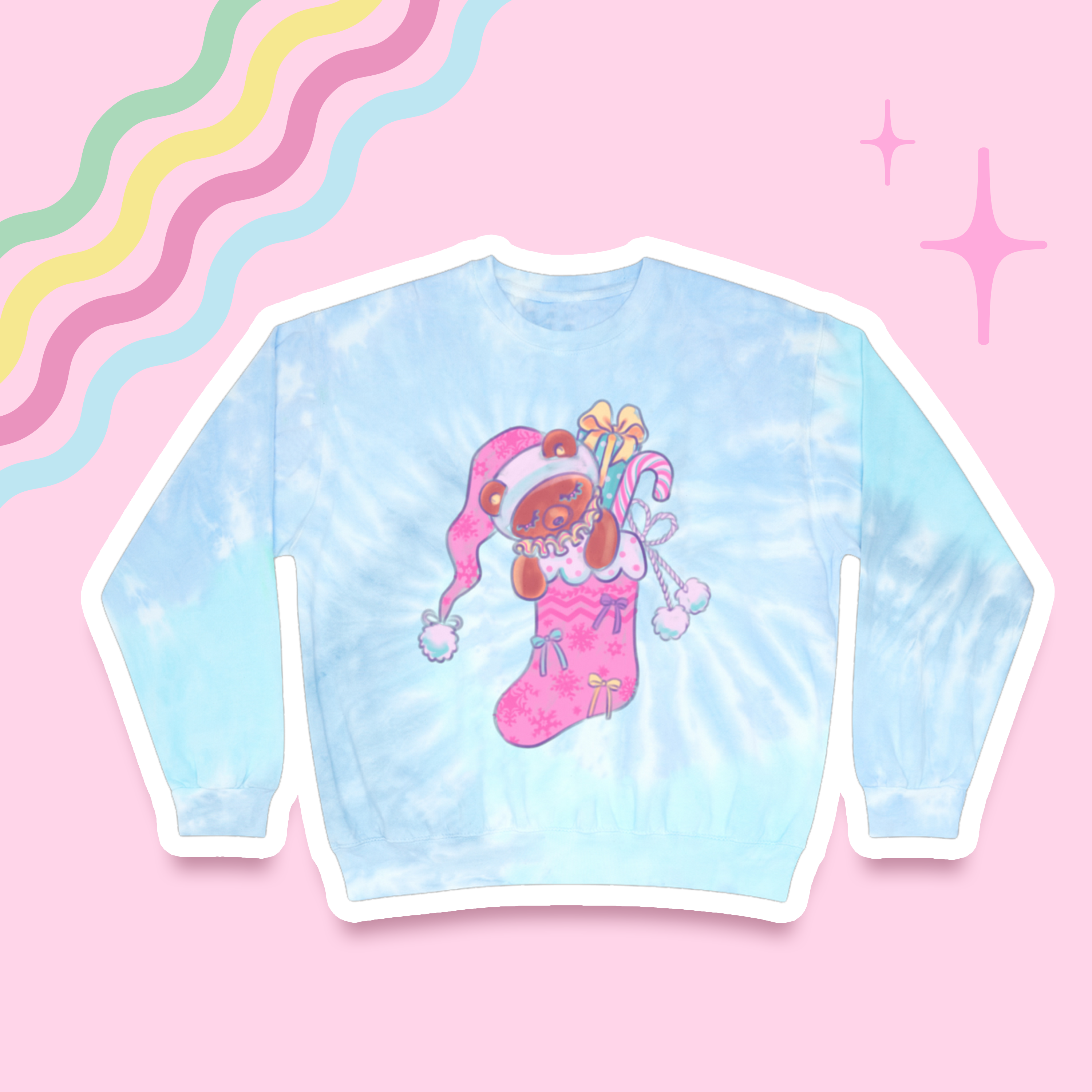 Sweet Yule Stocking Unisex Tie-Dye Sweatshirt