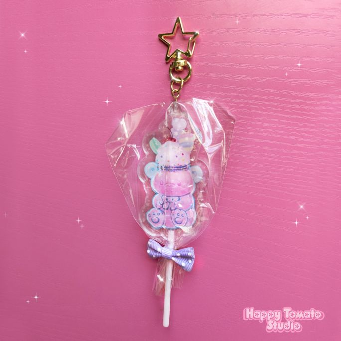 Milkshake Teddy Treat Lollipop Keychain