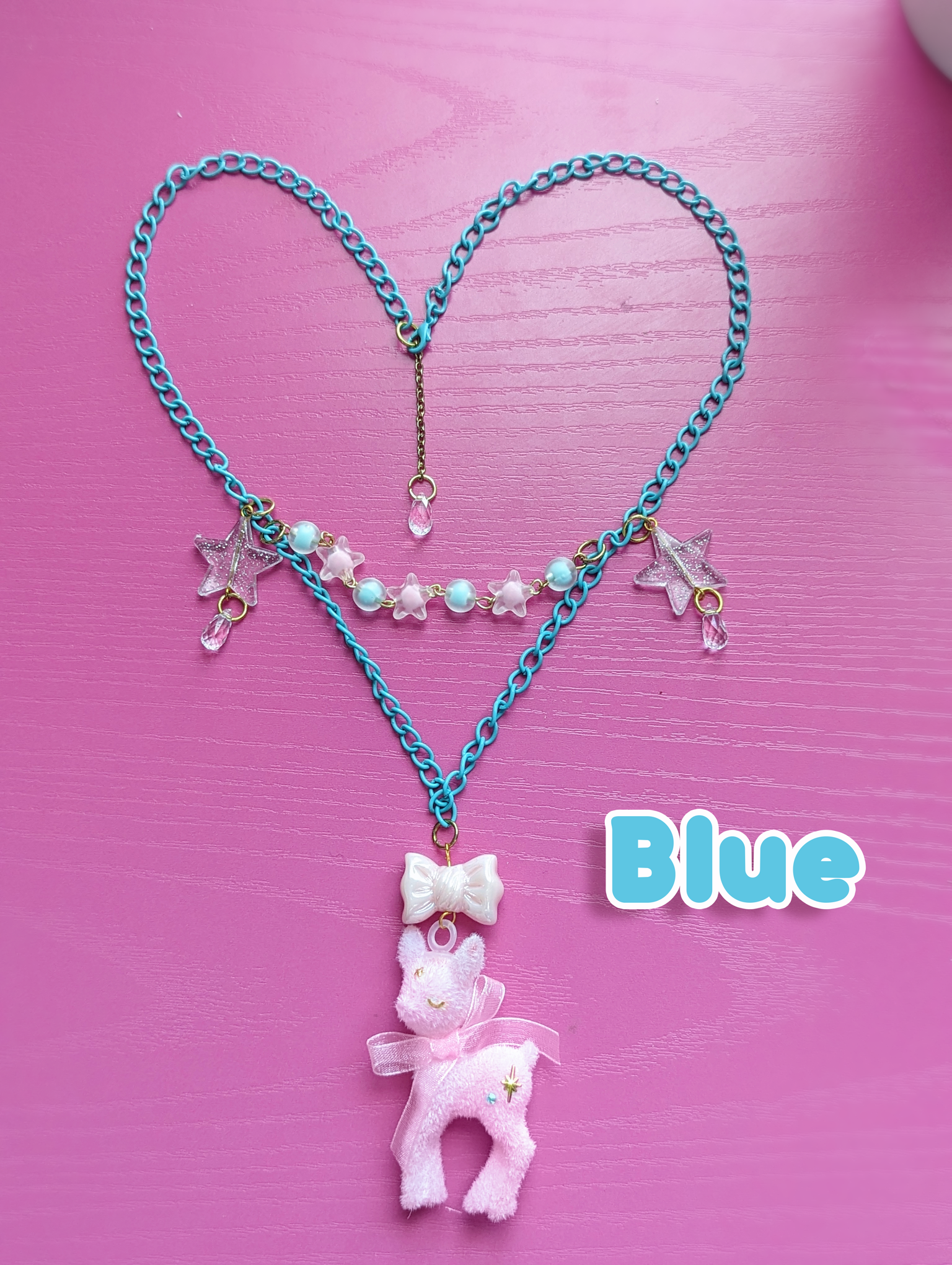 Minty Tinsel Flocked Deer Necklace - Image 2