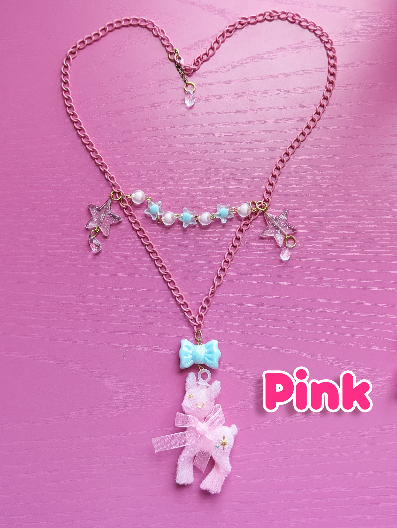 Minty Tinsel Flocked Deer Necklace - Image 3