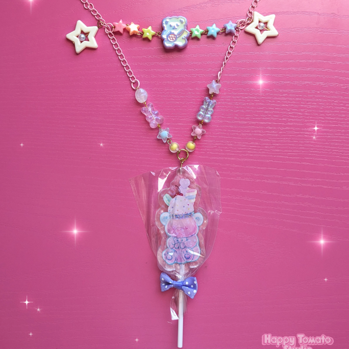 Milkshake Teddy Treat Lollipop Double Layered Necklace