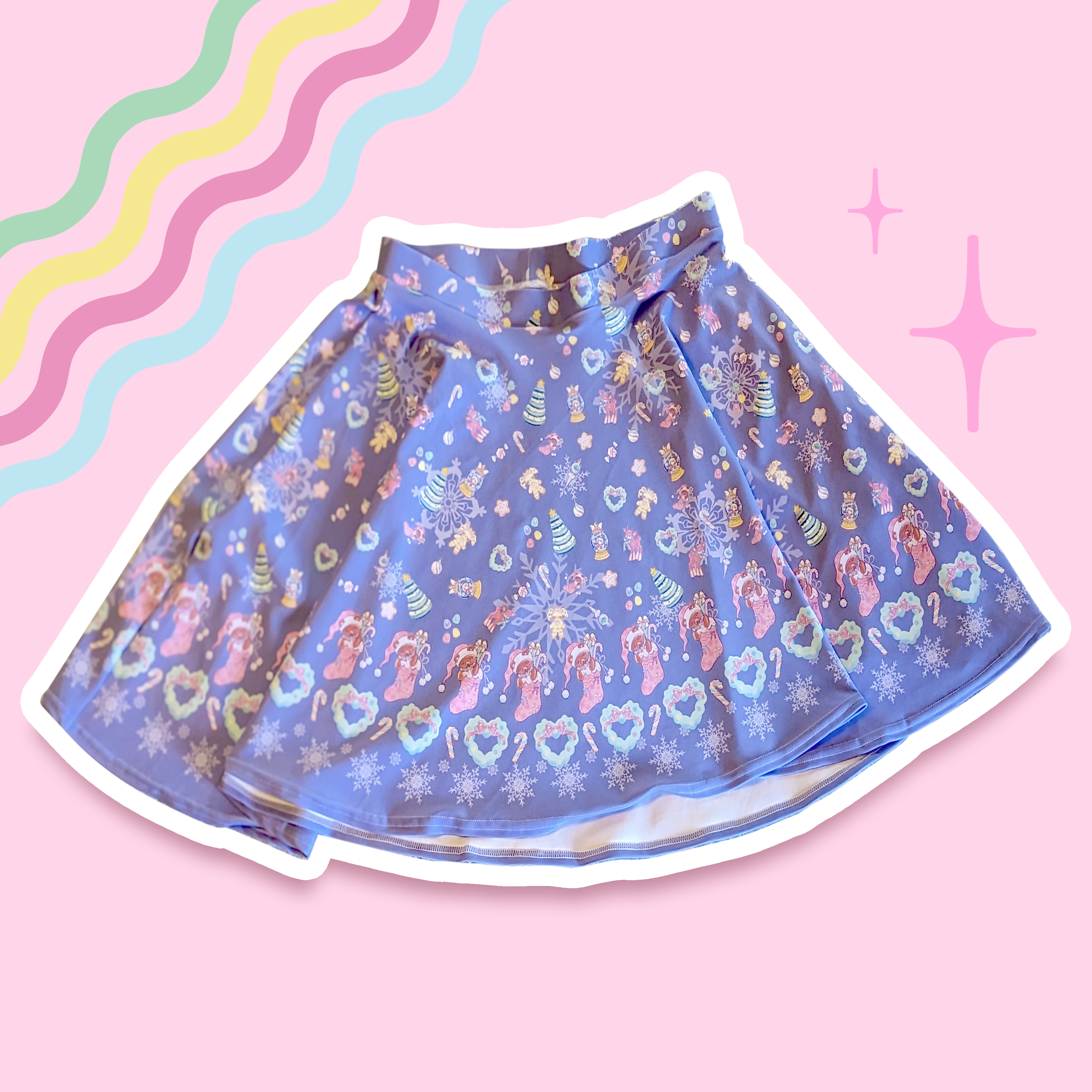 Minty Tinsel Skater Skirt